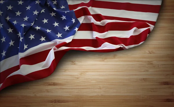 Αμερικανική Σημαία Και Ξύλινες Σανίδες — Φωτογραφία Αρχείου