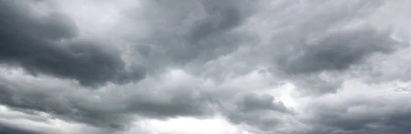 Nuages Gris Orage Dans Ciel Bannière Large — Photo