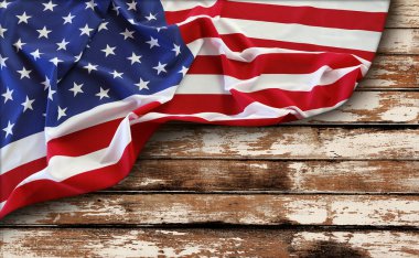 Amerikan bayrağı ve tahta tahtalar