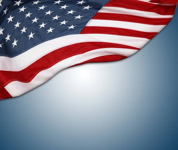 Mavi Arka Planda Amerikan Bayrağı — Stok fotoğraf