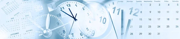 Clock Faces Calendars Composite — Stock Photo, Image