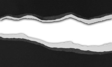 Düz arkaplanda yırtılmış siyah kağıt, kopyalamak için boşluk