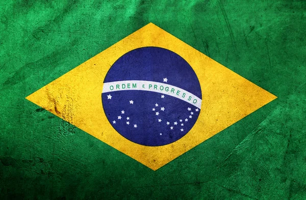Primer Plano Bandera Brasil Grunge —  Fotos de Stock
