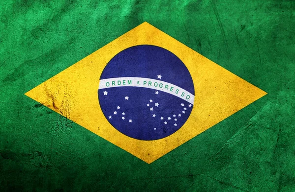 Closeup Grunge Brazilian Flag — Stock Photo, Image