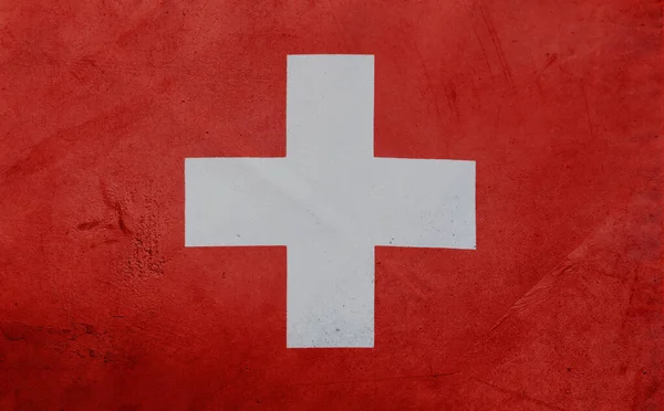 Closeup Grunge Bandeira Suíça — Fotografia de Stock