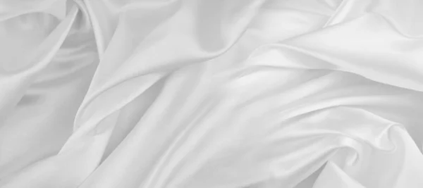 Close Rippled White Silk Fabric Texture — Stock Photo, Image