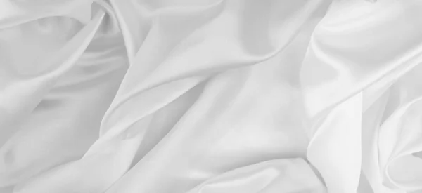 Detailní Záběr Zvlněnou Bílou Hedvábnou Texturu — Stock fotografie