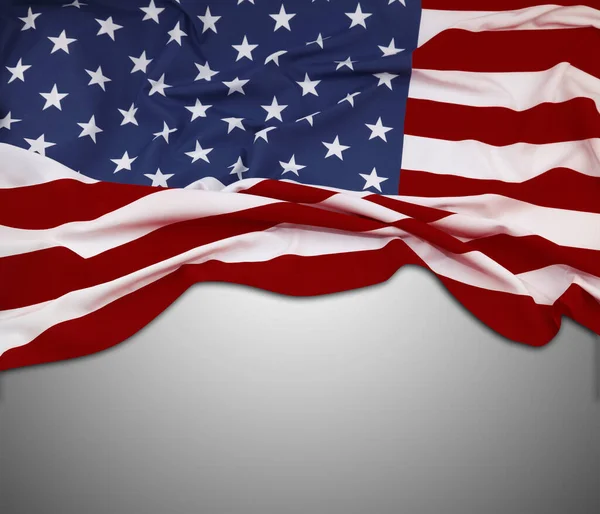 Bandera Americana Sobre Fondo Gris —  Fotos de Stock