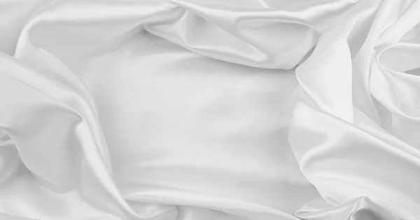 Close Textura Tecido Seda Branca Ondulada — Fotografia de Stock