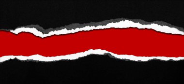 Kırmızı arkaplanda yırtılan delik