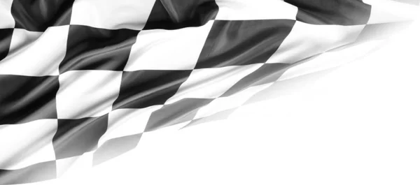 Bandera Carreras Cuadros Blanco Negro Sobre Fondo Blanco — Foto de Stock