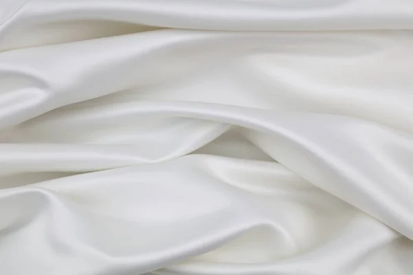 Nahaufnahme Der Gewellten Textur Aus Weißer Seide — Stockfoto