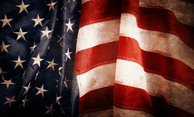 Grunge Amerikan bayrağına yakın çekim