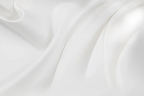 Fodrozott Fehér Selyemszövet Textúrájának Közeli Képe — Stock Fotó