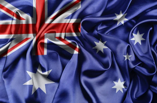 絹のようなオーストラリアの旗のクローズ アップ — ストック写真