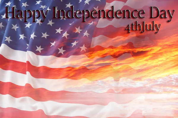 Американський Прапор Небі Днем Незалежності — стокове фото