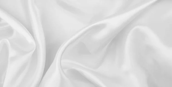 Detailní Záběr Zvlněné Bílé Hedvábné Tkaniny Textury Pozadí — Stock fotografie
