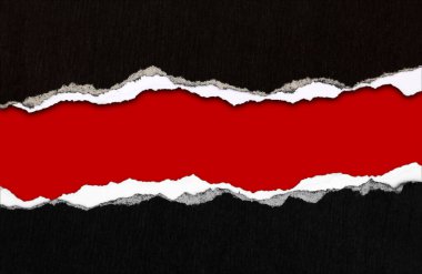Kırmızı arkaplanda yırtılan delik