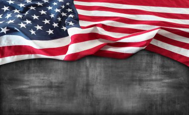 Gri arkaplanda Amerikan bayrağı