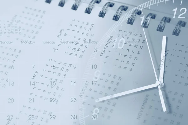 Klocka Ansikte Och Kalender Komposit — Stockfoto