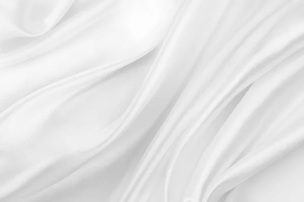 Close Rippled White Silk Fabric Texture Backgroun — Stock Photo, Image