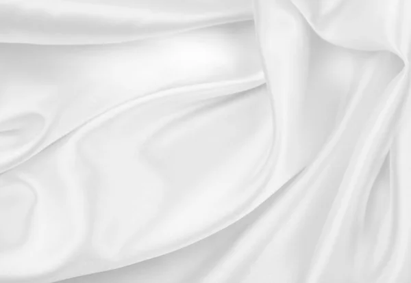 Close Rippled White Silk Fabric Texture Backgroun — Stock Photo, Image