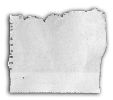 Bir parça yırtık kağıt beyaz üzerine