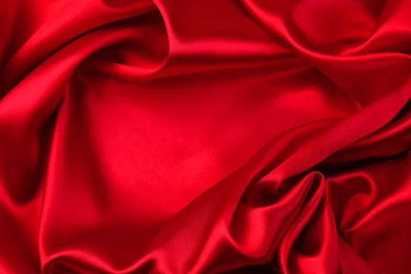 Closeup Rippled Red Silk Fabric — Stock Photo, Image