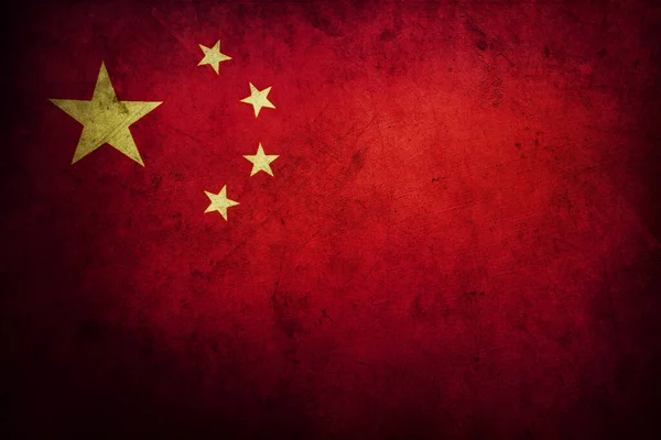 Grunge Kínai Zászló Közelsége — Stock Fotó