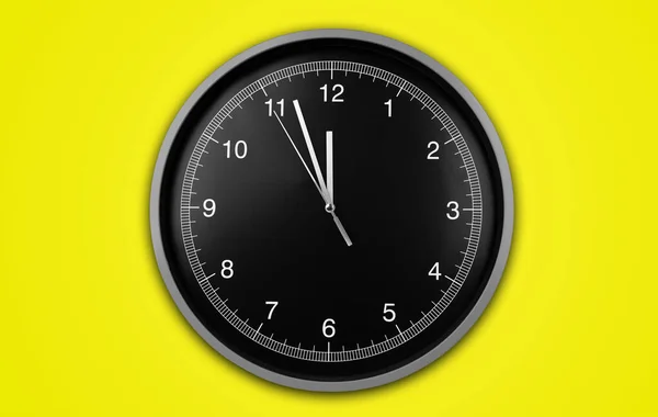 Wall Clock Yellow Background — Stockfoto