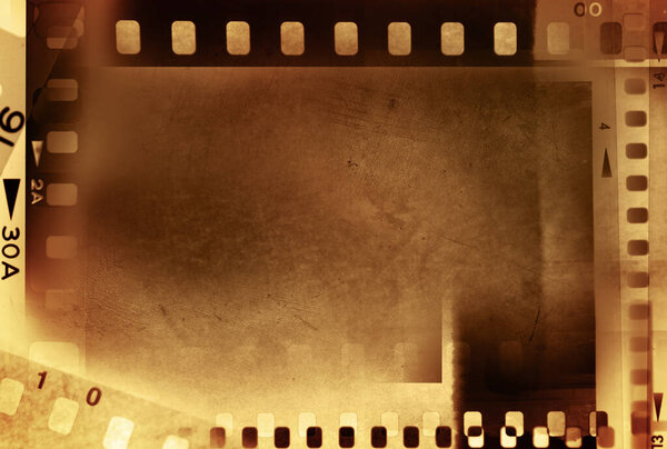 Film negative frames brown background