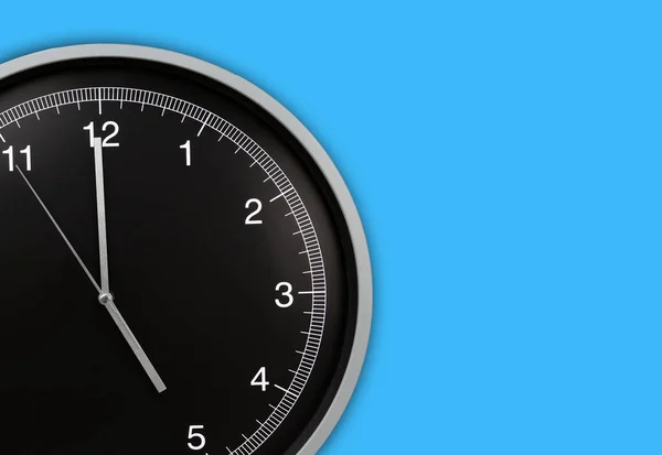Wall Clock Showing Five Clock Blue Background Copy Space — Stockfoto