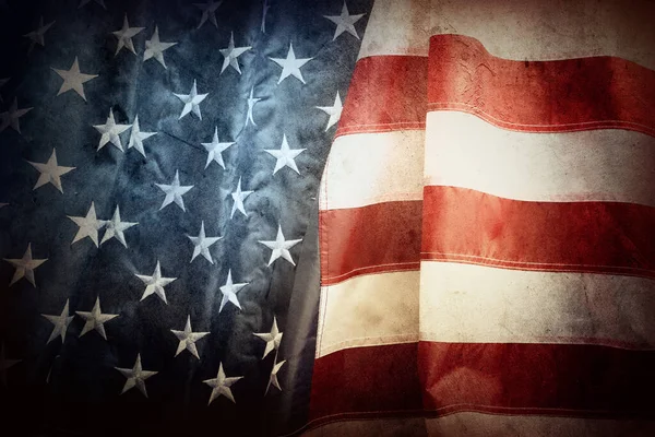 Closeup Grunge Americká Vlajka — Stock fotografie