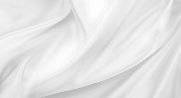 Close Tecido Seda Branco Ondulado Textura Backgroun — Fotografia de Stock