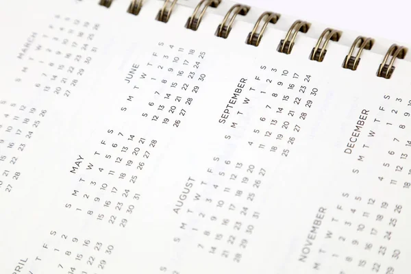 Closeup Numbers Calendar Diary Page — Stock Photo, Image