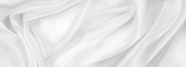 Close Rippled White Silk Fabric Texture Backgroun — Stock Photo, Image