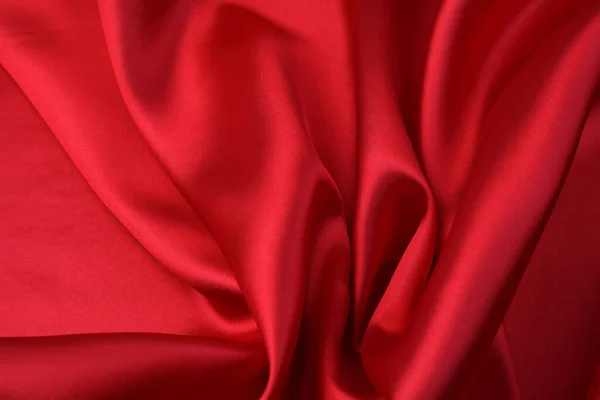 Closeup Rippled Red Silk Fabric — Stock Photo, Image