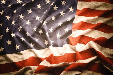 Grunge Amerikan bayrağına yakın çekim