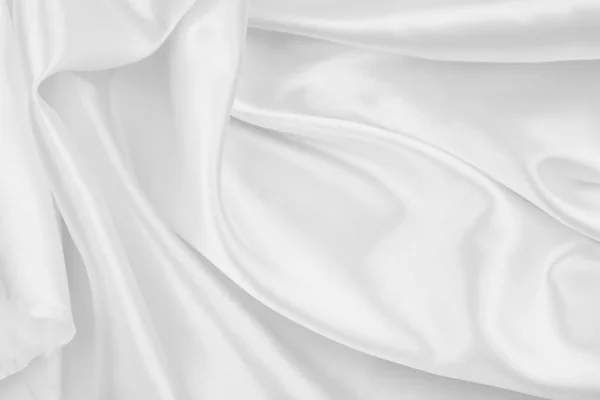 Close Rippled White Silk Fabric Texture Backgroun — Stock Photo, Image