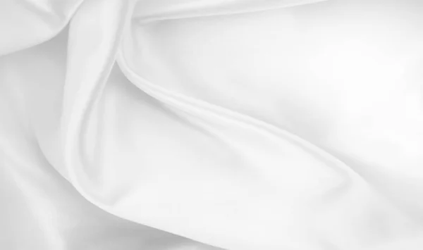 Nahaufnahme Von Gewellten Weißen Seidengewebe Textur Hintergrund — Stockfoto