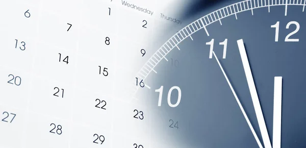 Klocka Ansikte Och Kalender Komposit — Stockfoto