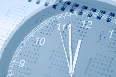 Clock face and calendar diary composite
