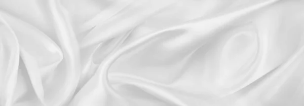 Close Tecido Seda Branco Ondulado Textura Backgroun — Fotografia de Stock