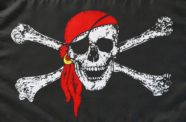 Jolly Roger Piratenvlag Close — Stockfoto