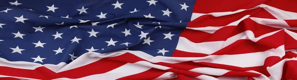 Nahaufnahme Einer Gerafften Amerikanischen Flagge — Stockfoto