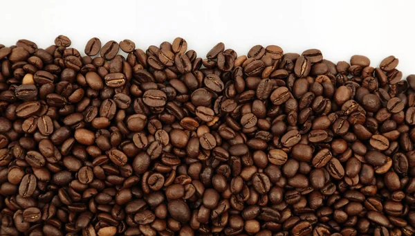 Închiderea Boabelor Cafea Maro Prăjite Fundal Simplu — Fotografie, imagine de stoc