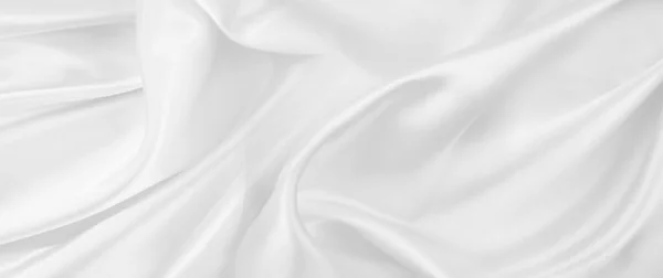 Rippled White Silk Fabric Texture Backgroun — Stock Photo, Image