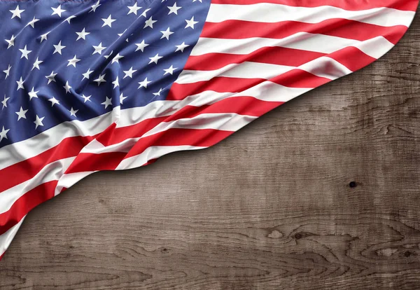 Αμερικανική Σημαία Ξύλινο Φόντο — Φωτογραφία Αρχείου