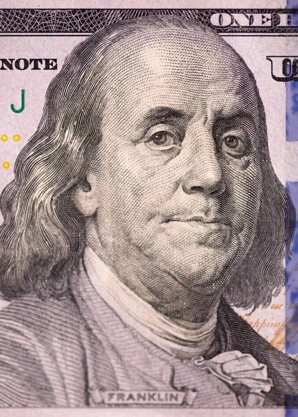 Portrait Benjamin Franklin Hundred Dollar Bill — Stock fotografie
