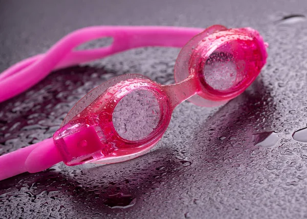 Swimming Glasses Drops Water Close — Stock fotografie